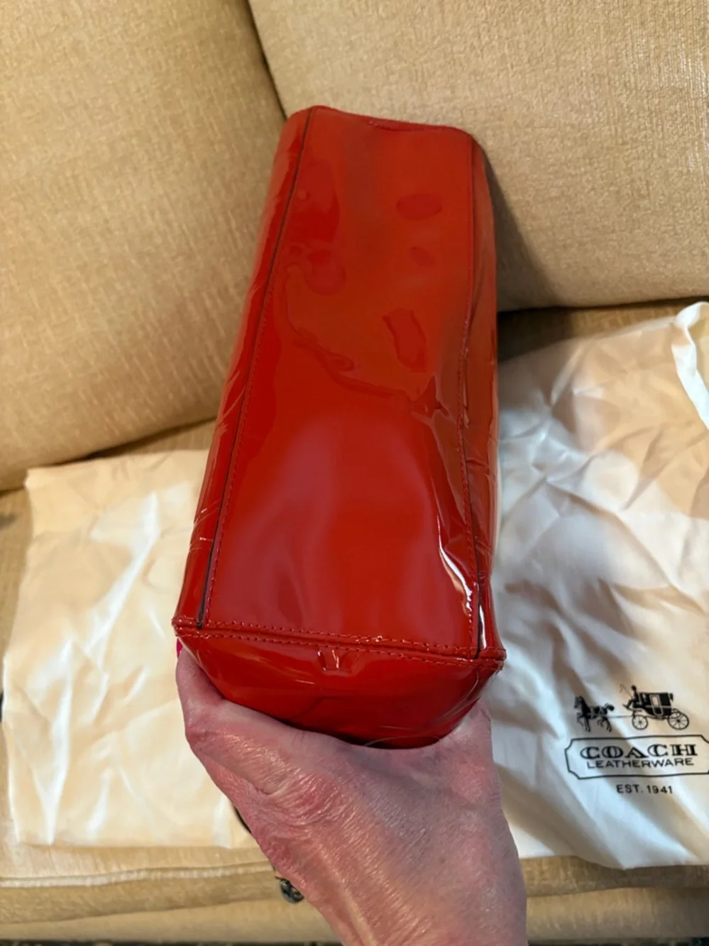 Coach Patent Leather Tote and Wallet Set in Orange - Picture 16 of 16